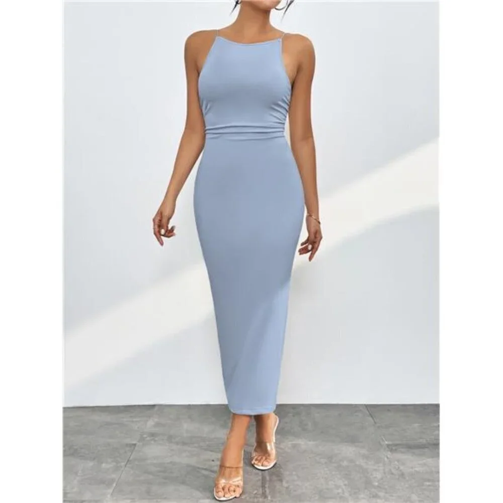 Spaghetti Straps Midi Bodycon Dress